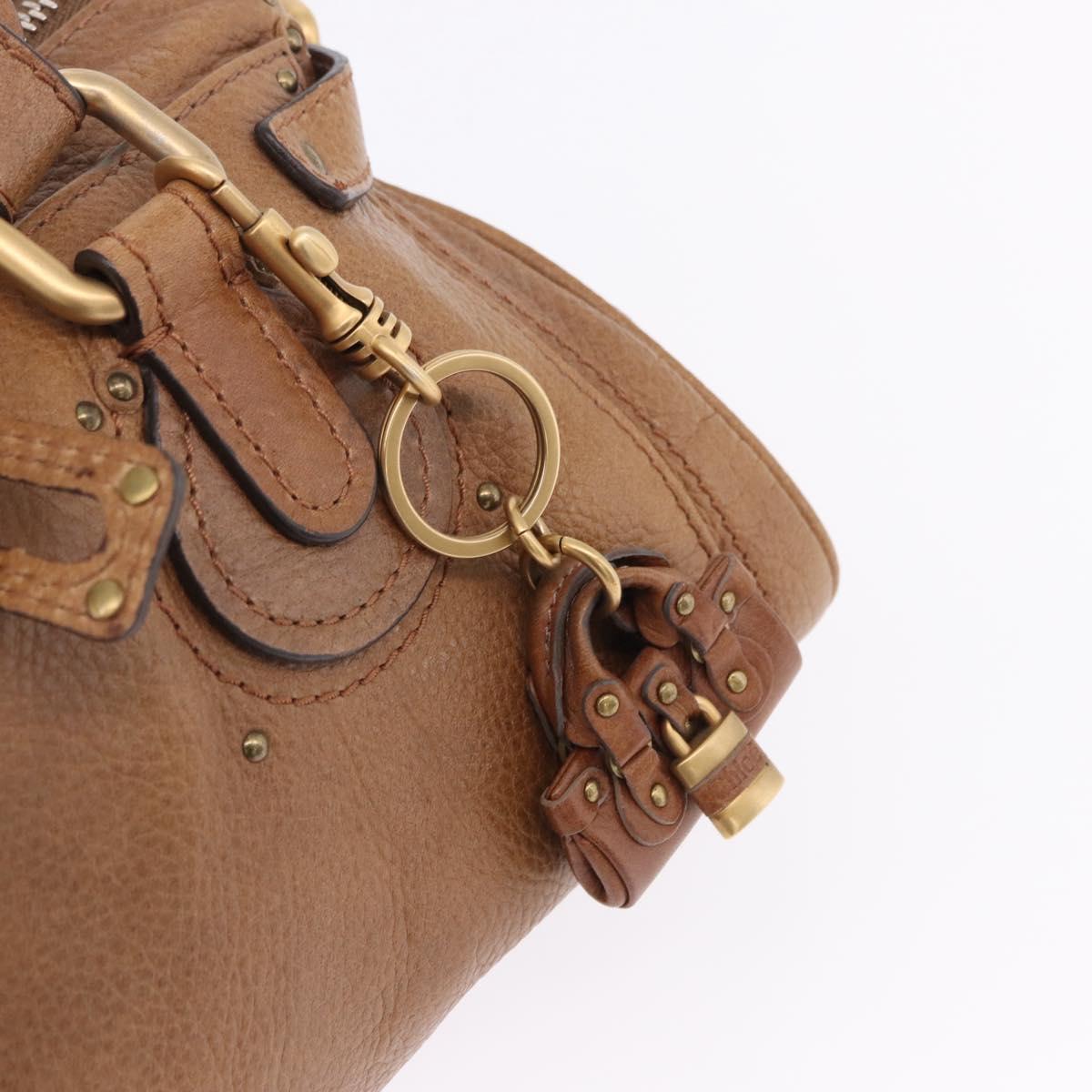 Chloe Paddington Hand Bag Leather Brown Gold Silver Auth BA14503V