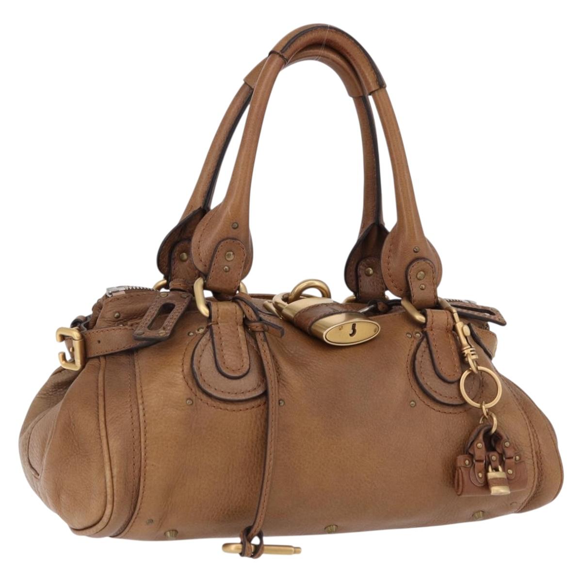 Chloe Paddington Hand Bag Leather Brown Gold Silver Auth BA14503V