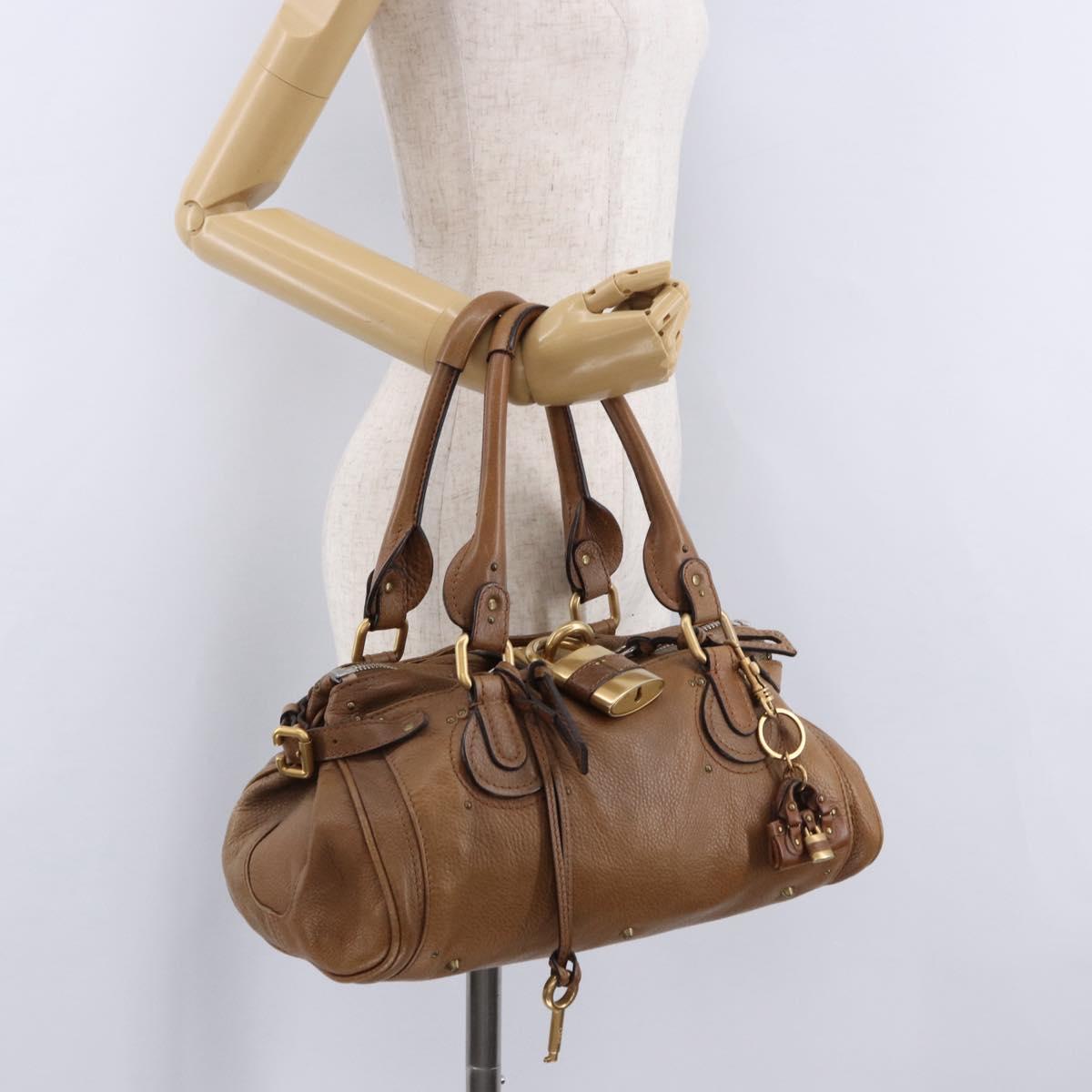 Chloe Paddington Hand Bag Leather Brown Gold Silver Auth BA14503V