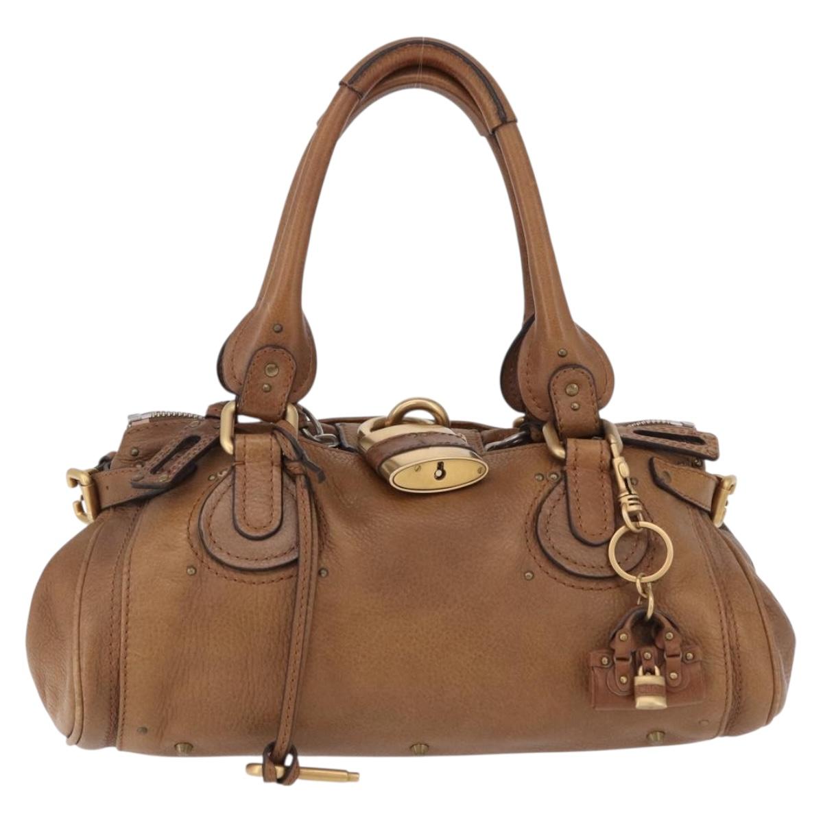 Chloe Paddington Hand Bag Leather Brown Gold Silver Auth BA14503V