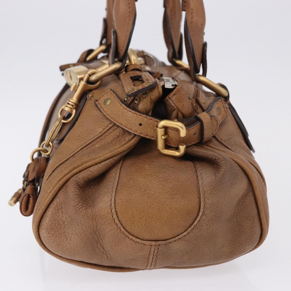 Chloe Paddington Hand Bag Leather Brown Gold Silver Auth BA14503V
