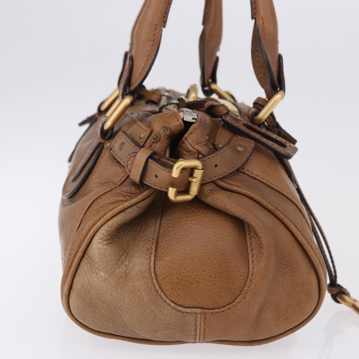 Chloe Paddington Hand Bag Leather Brown Gold Silver Auth BA14503V