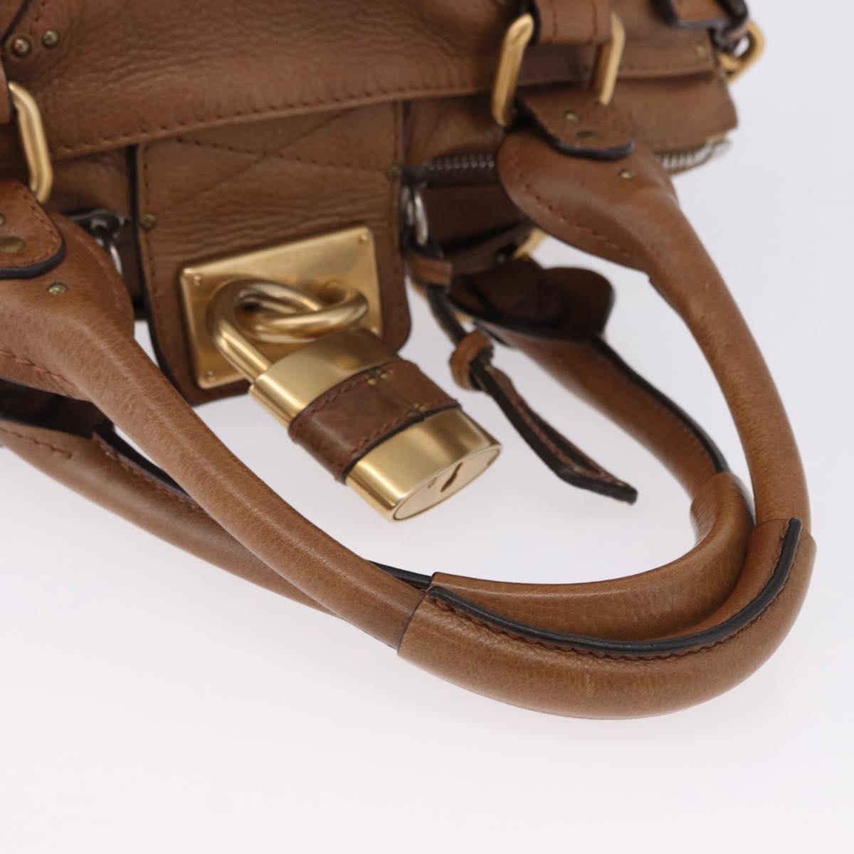 Chloe Paddington Hand Bag Leather Brown Gold Silver Auth BA14503V