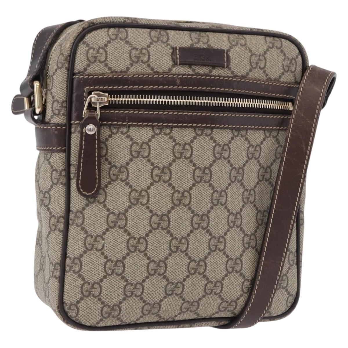 GUCCI GG Supreme Shoulder Bag PVC Beige Gold 233268 Auth BA14504