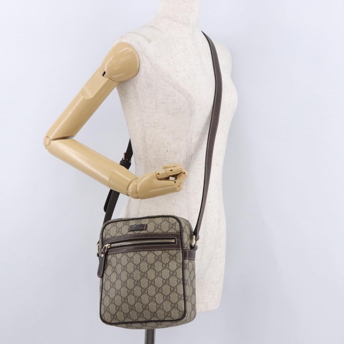 GUCCI GG Supreme Shoulder Bag PVC Beige Gold 233268 Auth BA14504