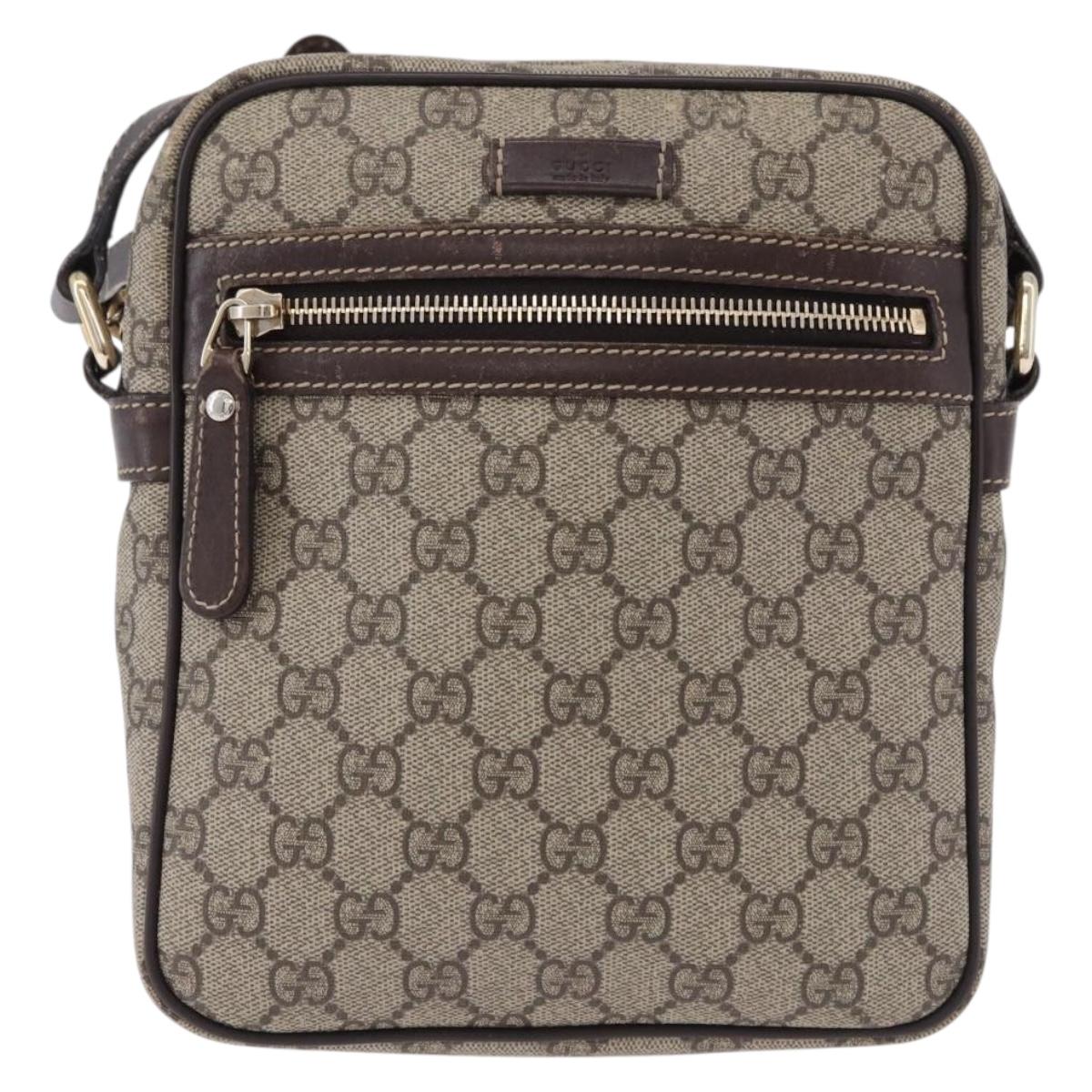 GUCCI GG Supreme Shoulder Bag PVC Beige Gold 233268 Auth BA14504