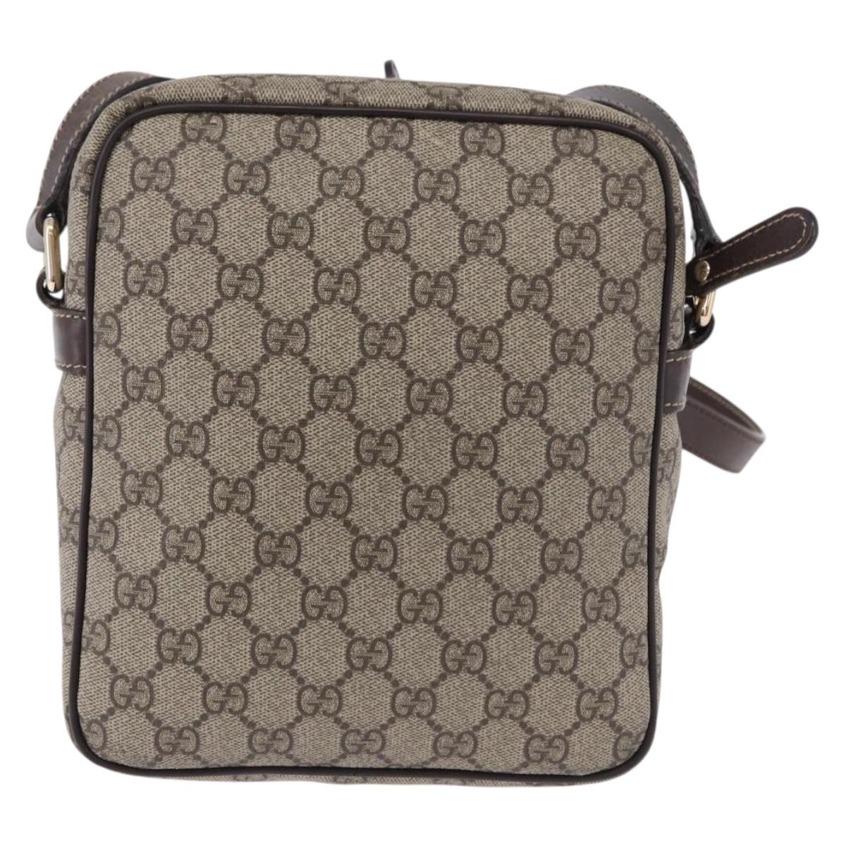GUCCI GG Supreme Shoulder Bag PVC Beige Gold 233268 Auth BA14504