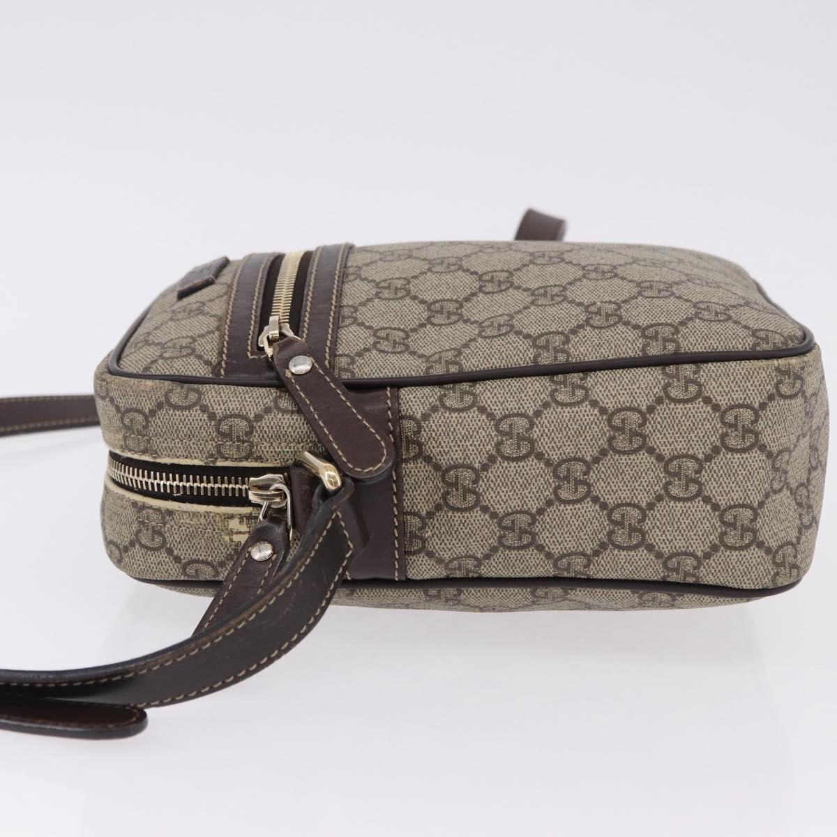 GUCCI GG Supreme Shoulder Bag PVC Beige Gold 233268 Auth BA14504