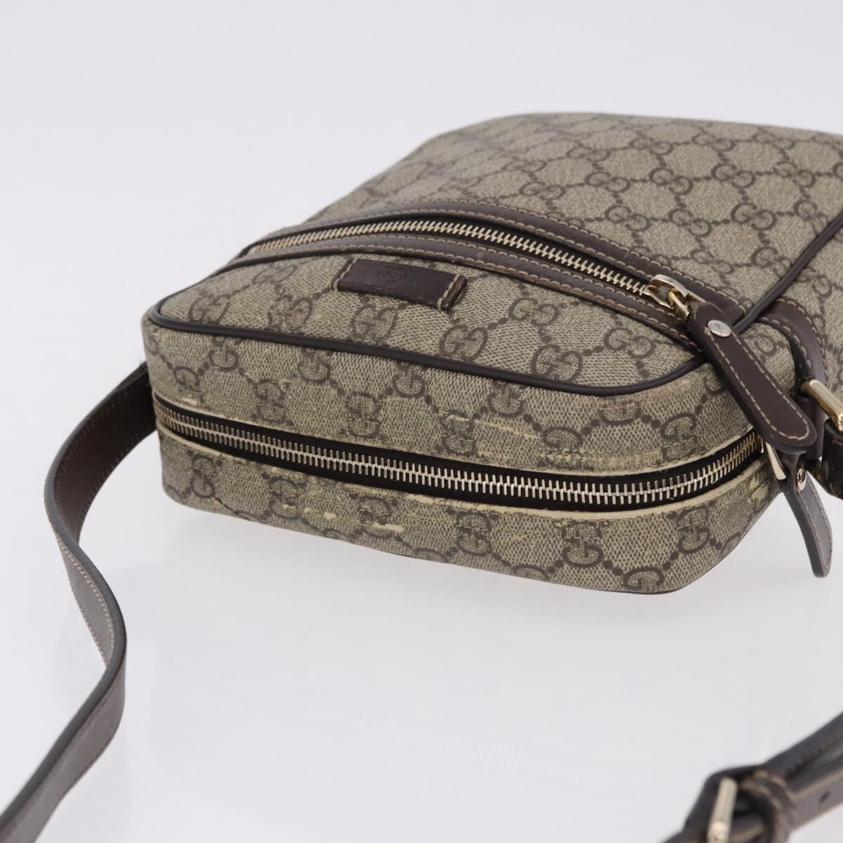 GUCCI GG Supreme Shoulder Bag PVC Beige Gold 233268 Auth BA14504