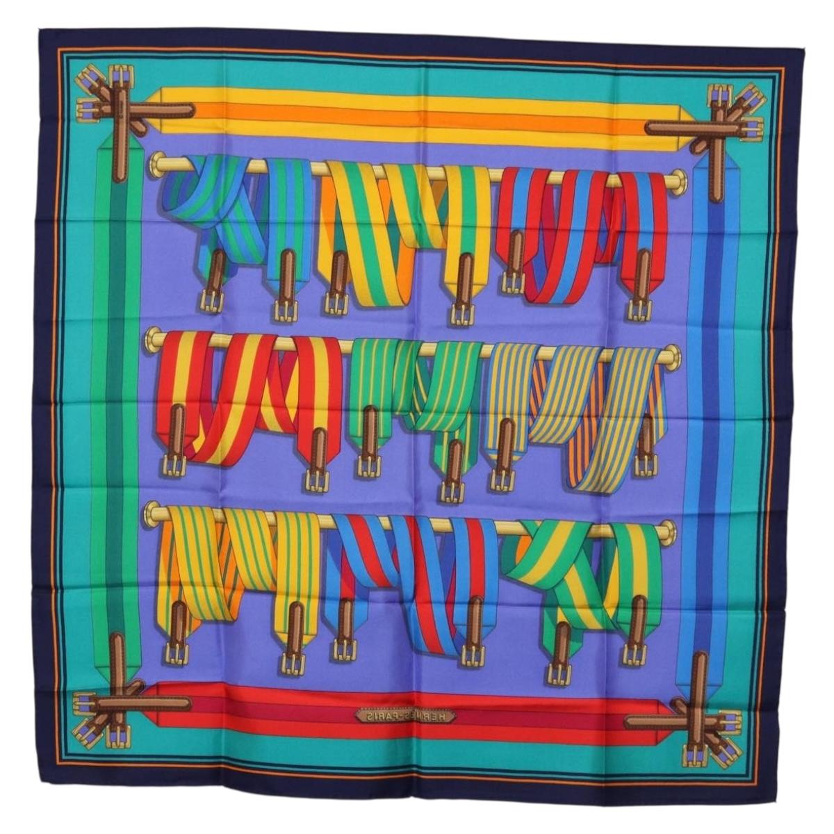 HERMES Carre 90 Scarf Silk Multicolor Auth BA14509M