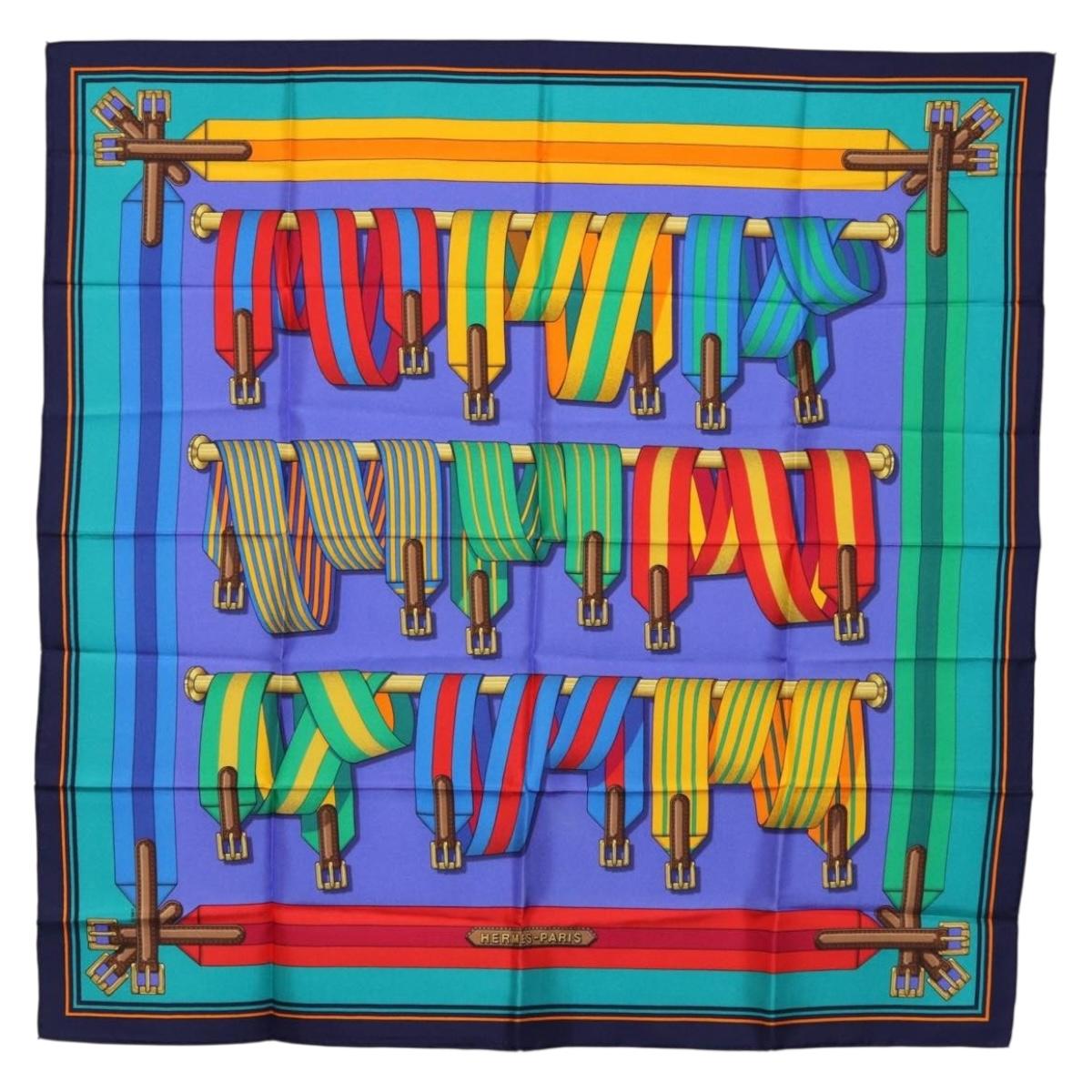 HERMES Carre 90 Scarf Silk Multicolor Auth BA14509M