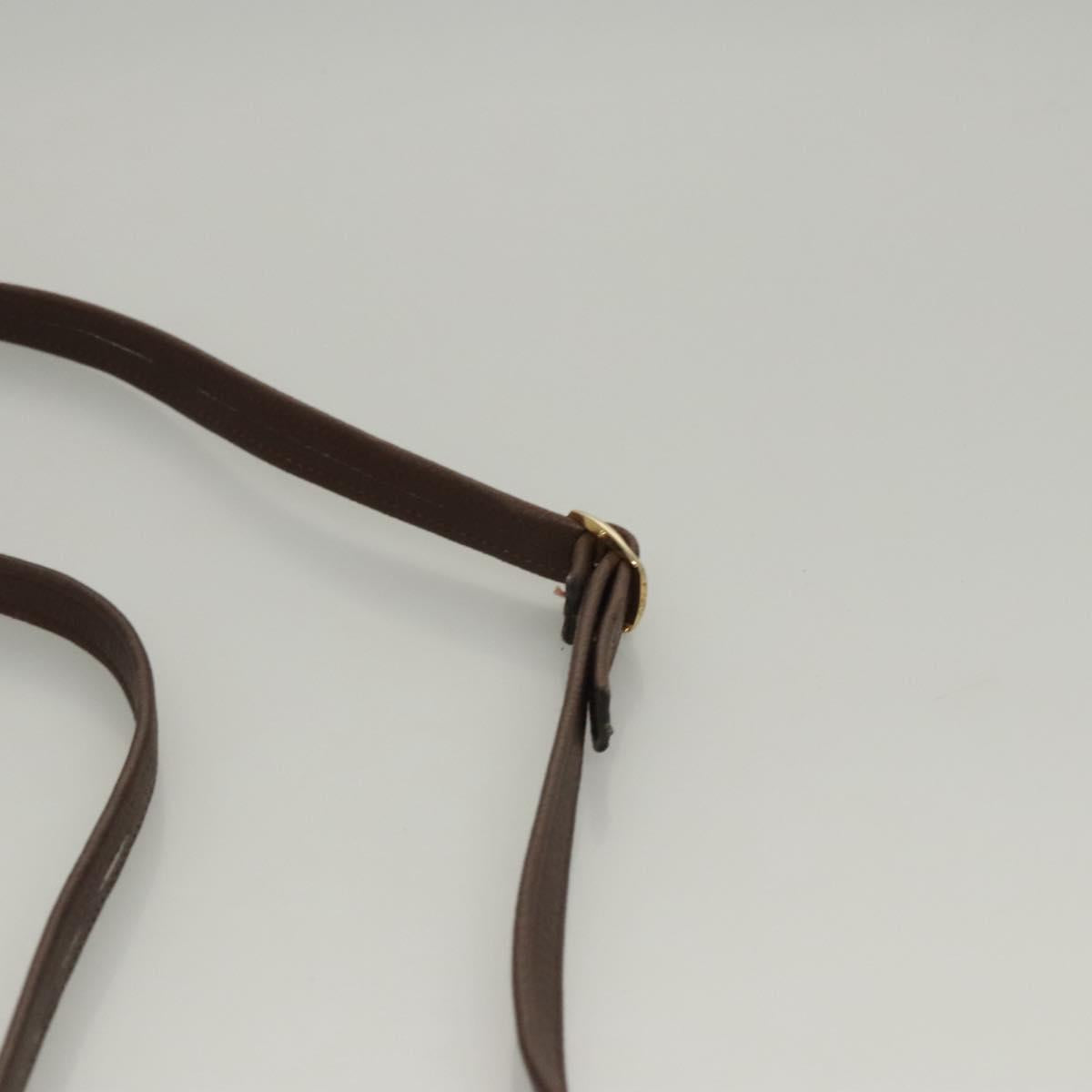 BALLY Shoulder Bag Leather Dark Brown Gold Auth BA1451