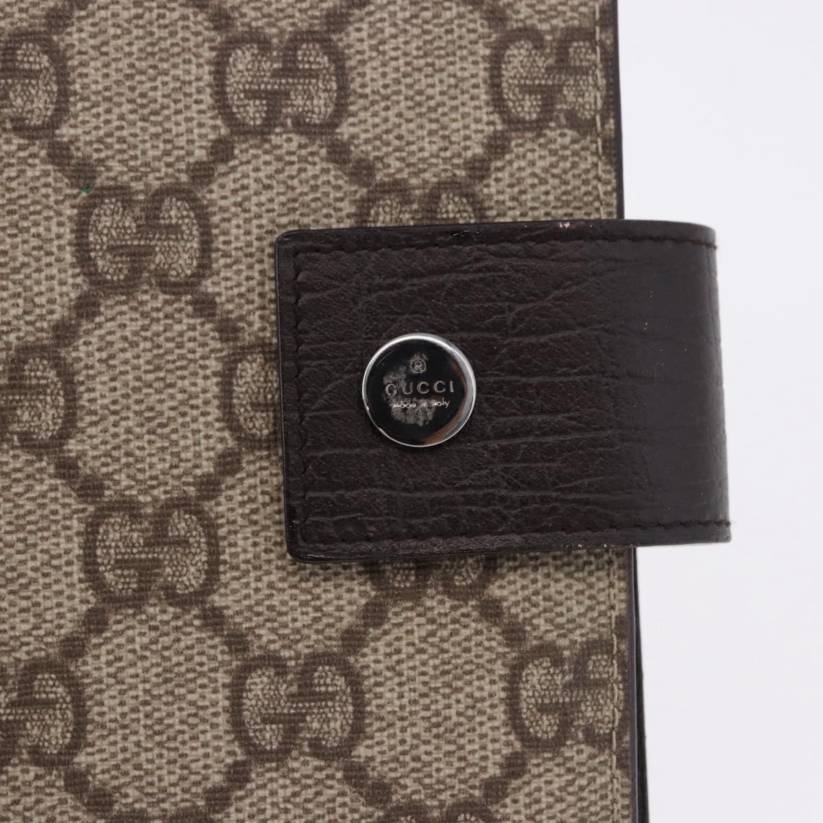 GUCCI GG Supreme Day Planner Cover PVC Beige Silver 115240 Auth BA14510A