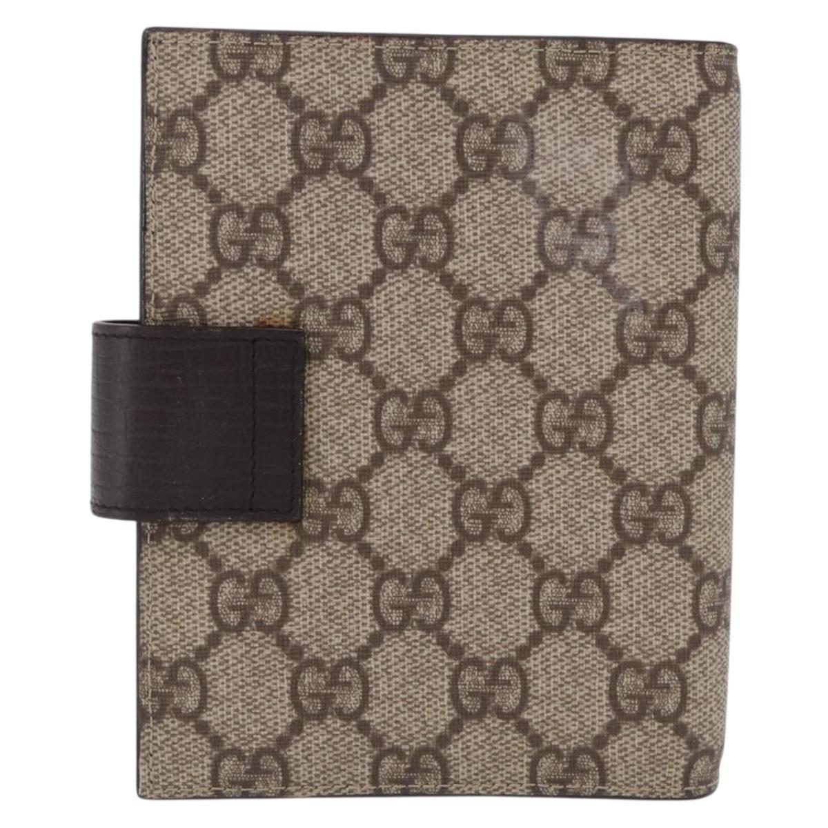 GUCCI GG Supreme Day Planner Cover PVC Beige Silver 115240 Auth BA14510A