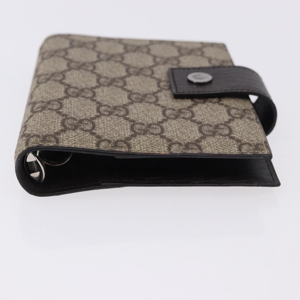 GUCCI GG Supreme Day Planner Cover PVC Beige Silver 115240 Auth BA14510A