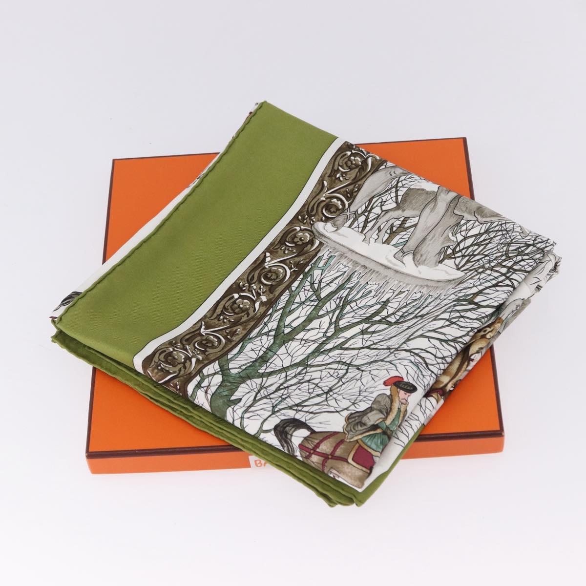 HERMES Carre 90 Scarf Silk Green Auth BA14512M