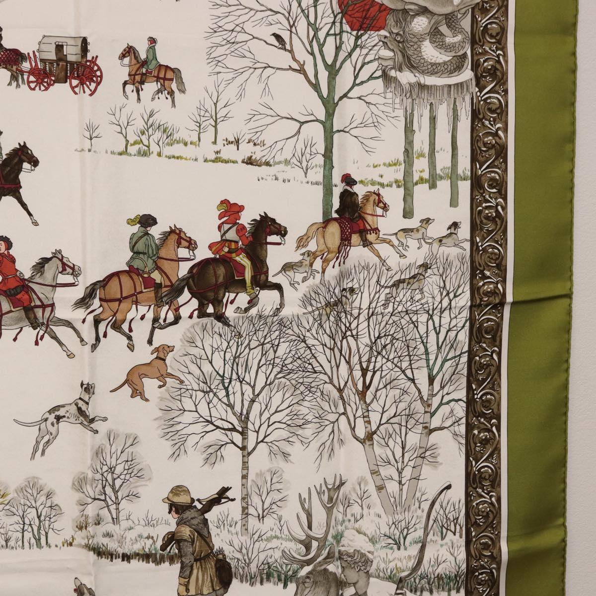 HERMES Carre 90 Scarf Silk Green Auth BA14512M