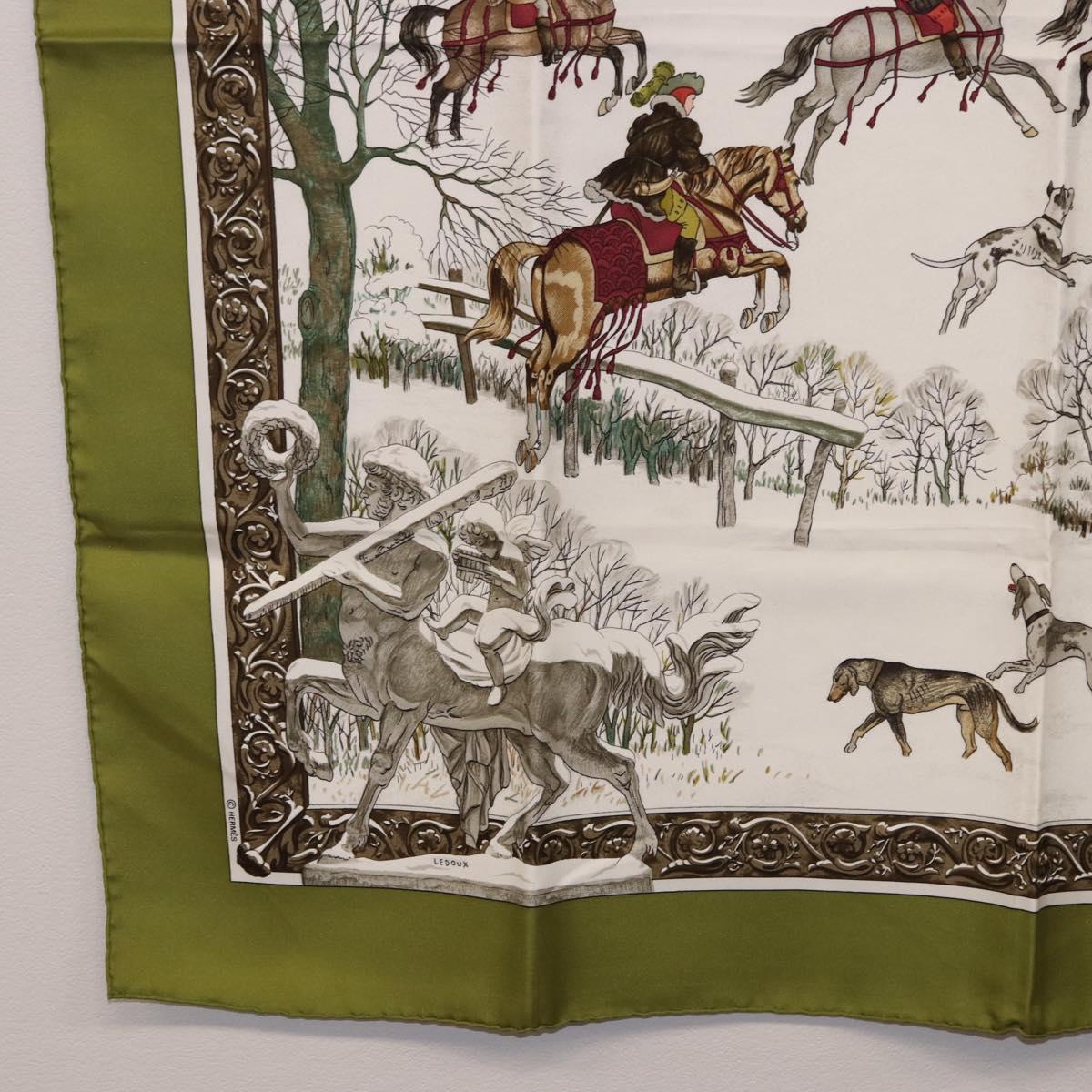 HERMES Carre 90 Scarf Silk Green Auth BA14512M