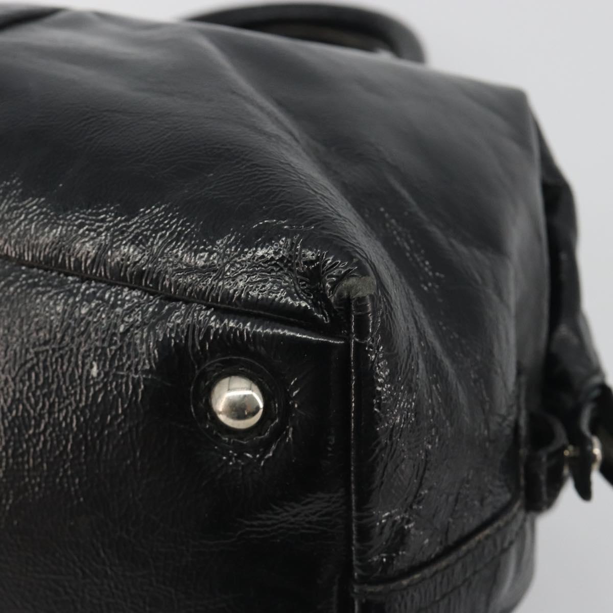 SAINT LAURENT Hand Bag Patent Leather Black Silver 208315 Auth BA14519