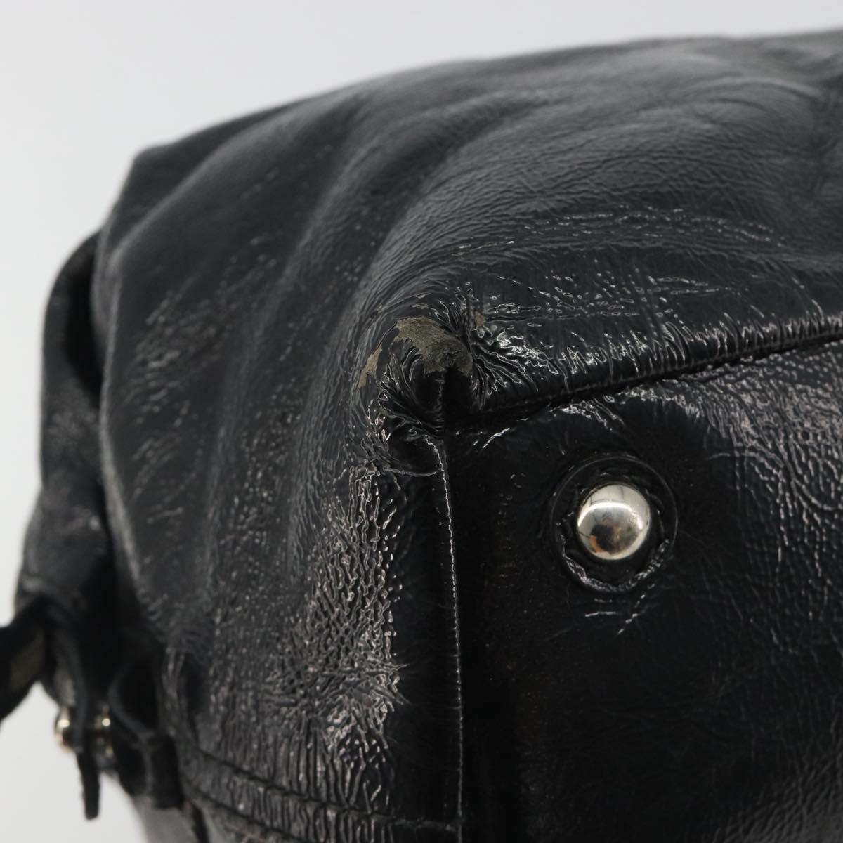 SAINT LAURENT Hand Bag Patent Leather Black Silver 208315 Auth BA14519