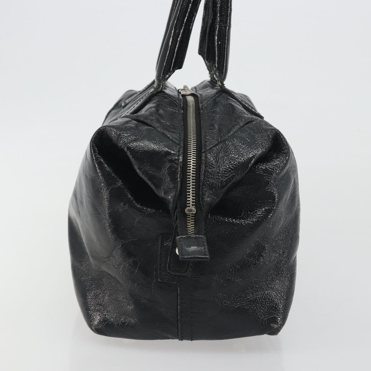 SAINT LAURENT Hand Bag Patent Leather Black Silver 208315 Auth BA14519