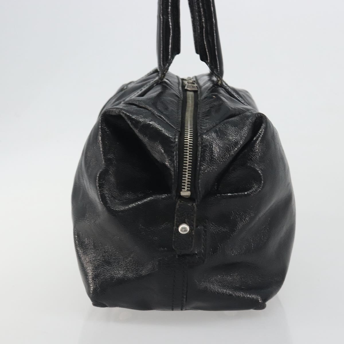 SAINT LAURENT Hand Bag Patent Leather Black Silver 208315 Auth BA14519