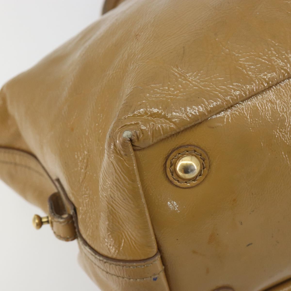 SAINT LAURENT Hand Bag Patent Leather Beige Gold 208315 Auth BA14520