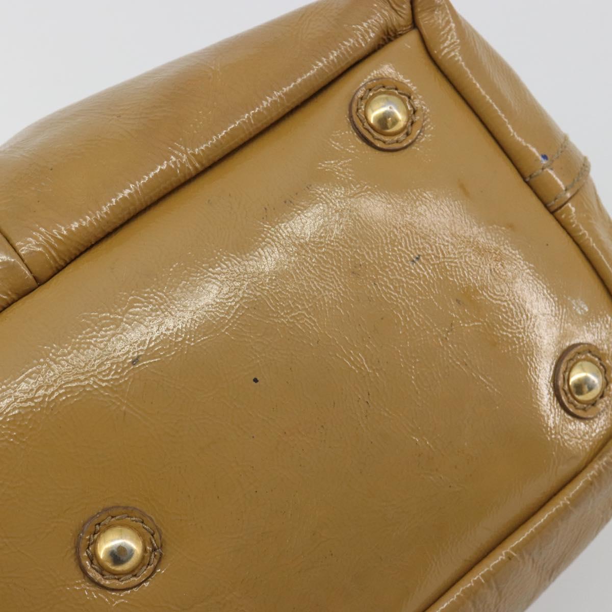 SAINT LAURENT Hand Bag Patent Leather Beige Gold 208315 Auth BA14520