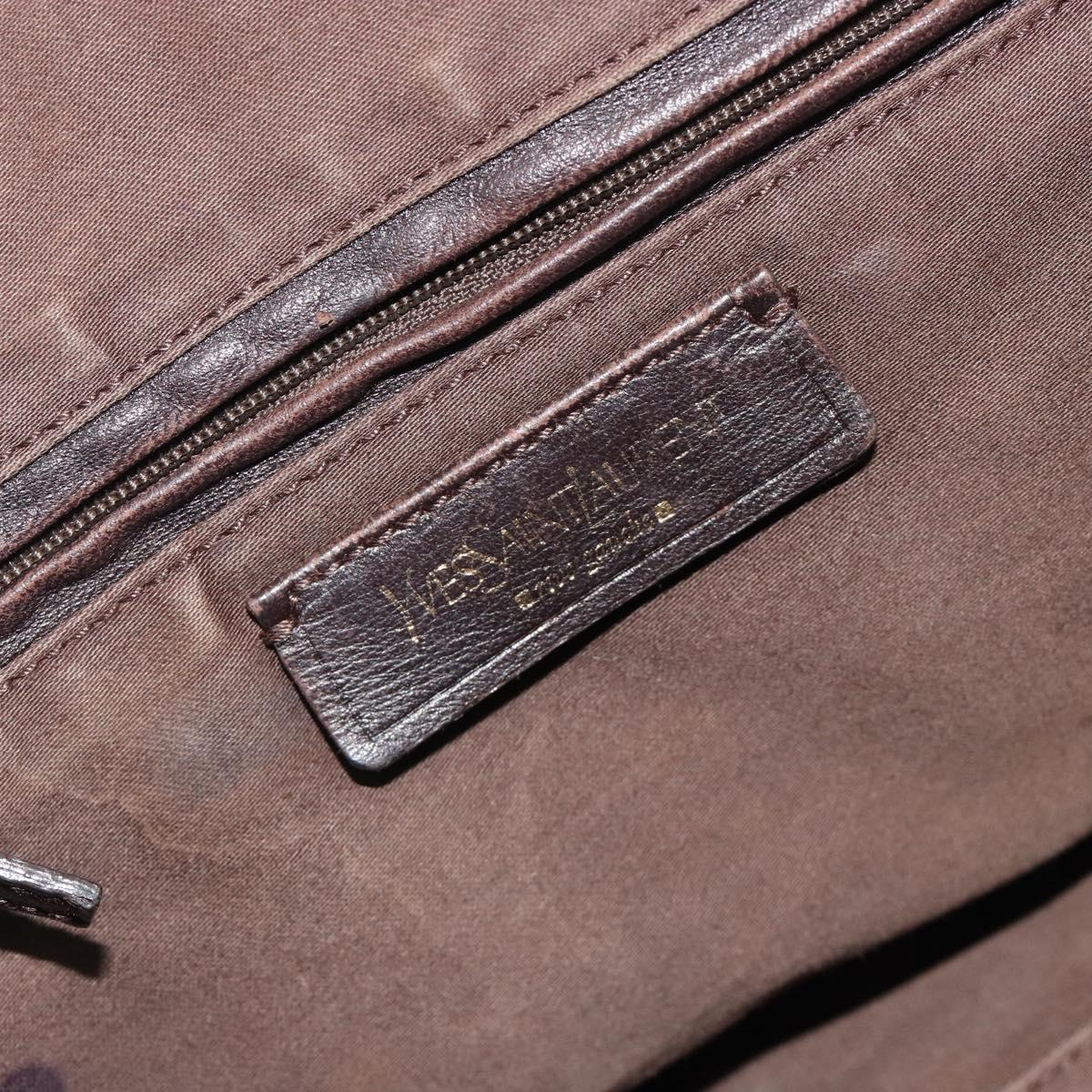 SAINT LAURENT Hand Bag Patent Leather Beige Gold 208315 Auth BA14520