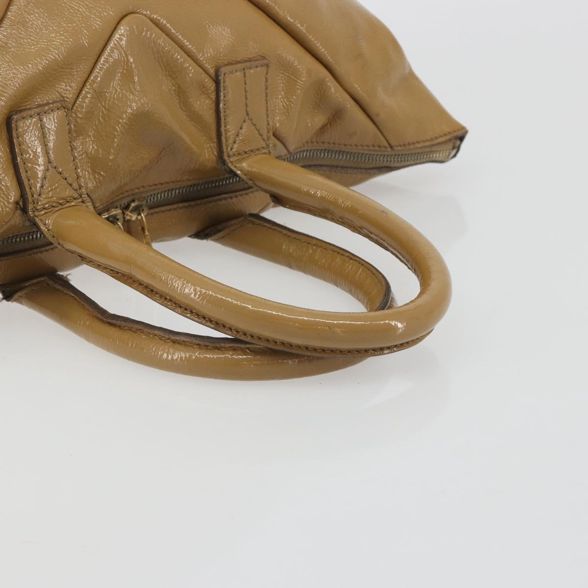 SAINT LAURENT Hand Bag Patent Leather Beige Gold 208315 Auth BA14520