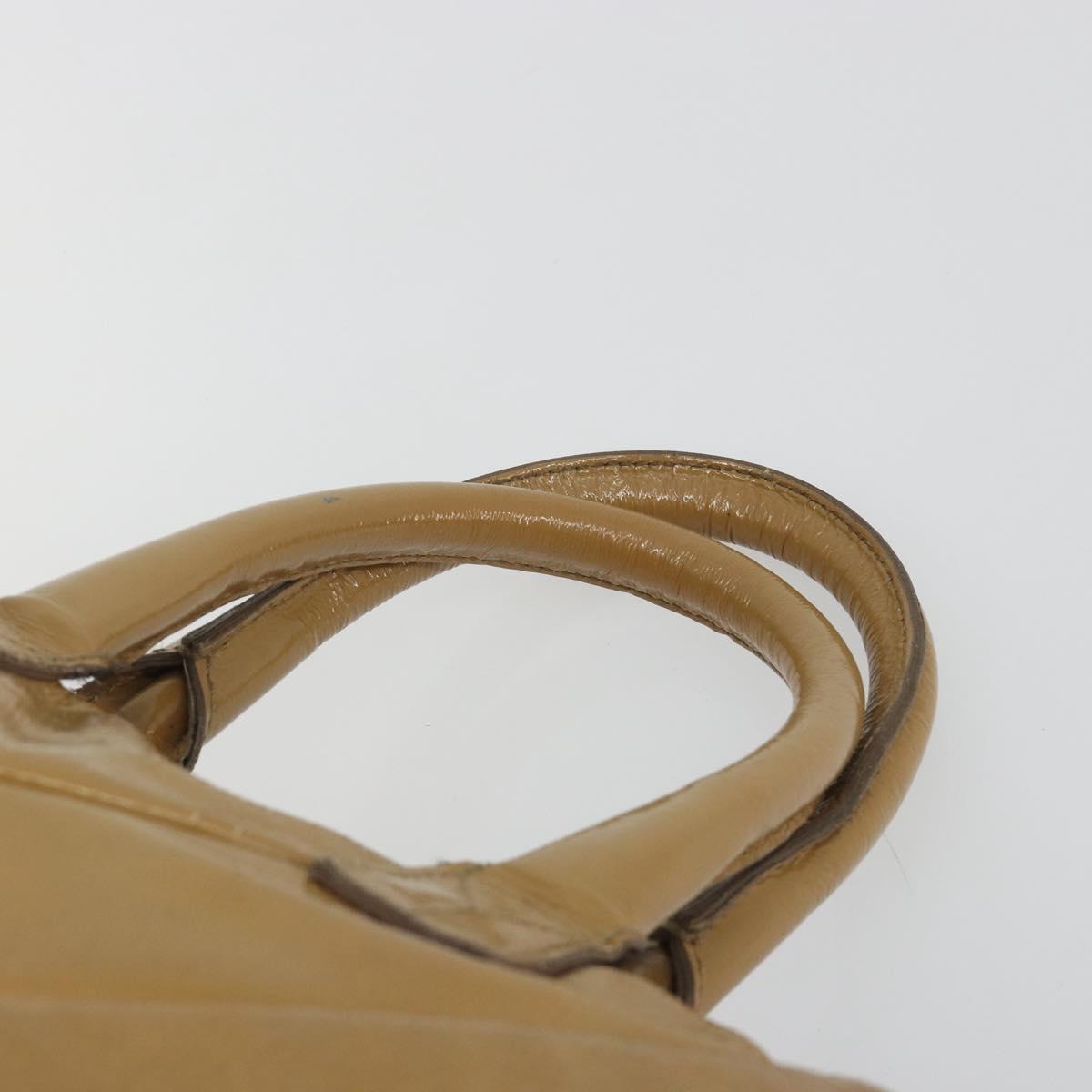SAINT LAURENT Hand Bag Patent Leather Beige Gold 208315 Auth BA14520