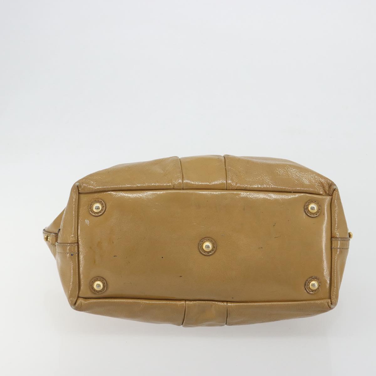 SAINT LAURENT Hand Bag Patent Leather Beige Gold 208315 Auth BA14520