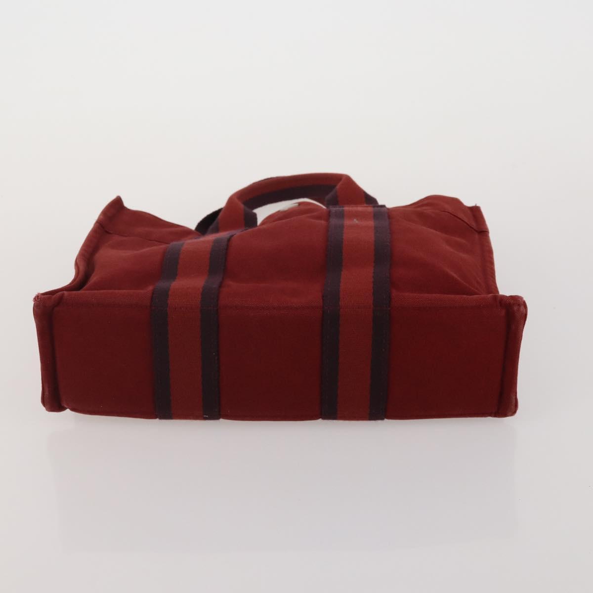 HERMES Fourre Tout Hand Bag cotton 5 Set Black Red Navy Auth BA14521