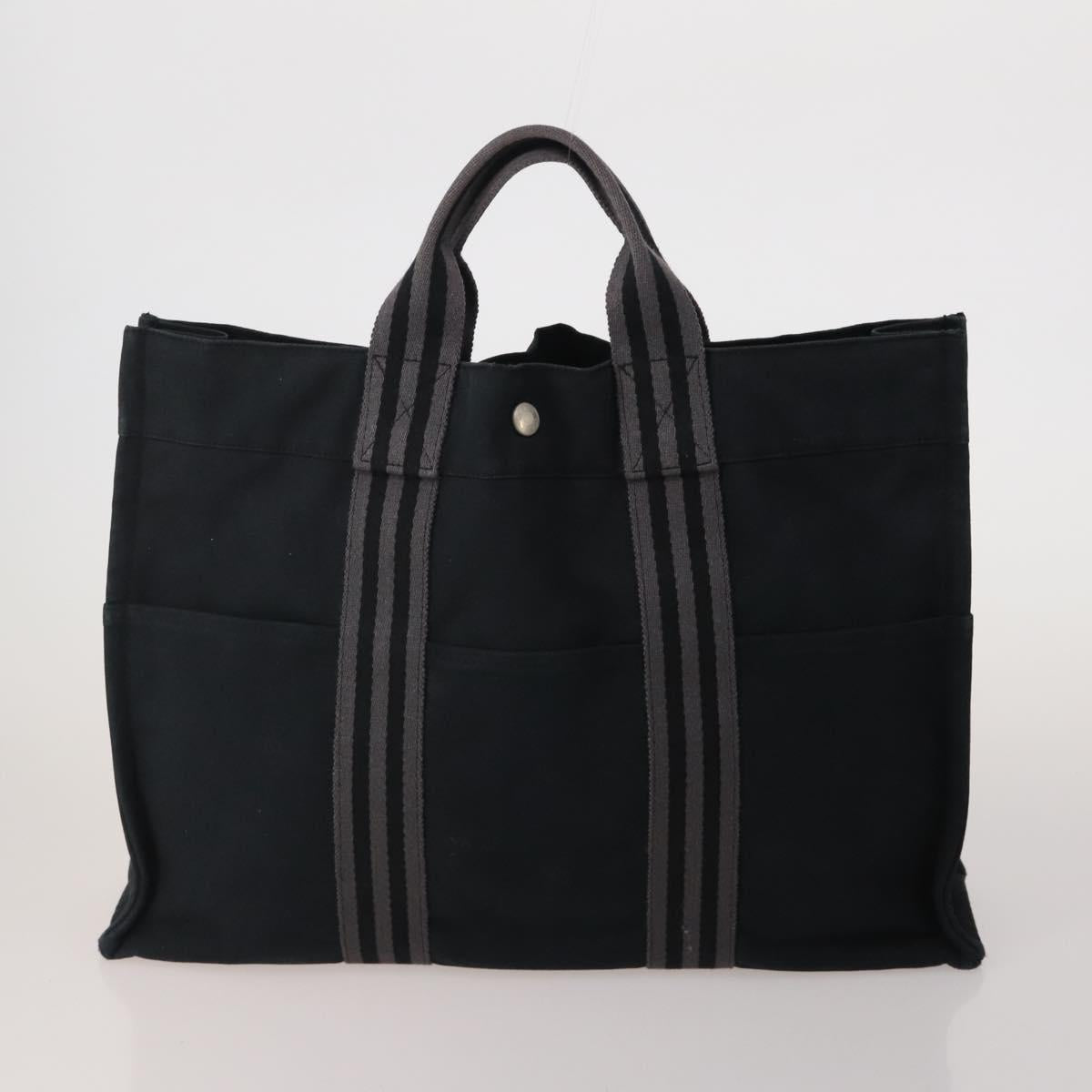 HERMES Fourre Tout Hand Bag cotton 5 Set Black Red Navy Auth BA14521