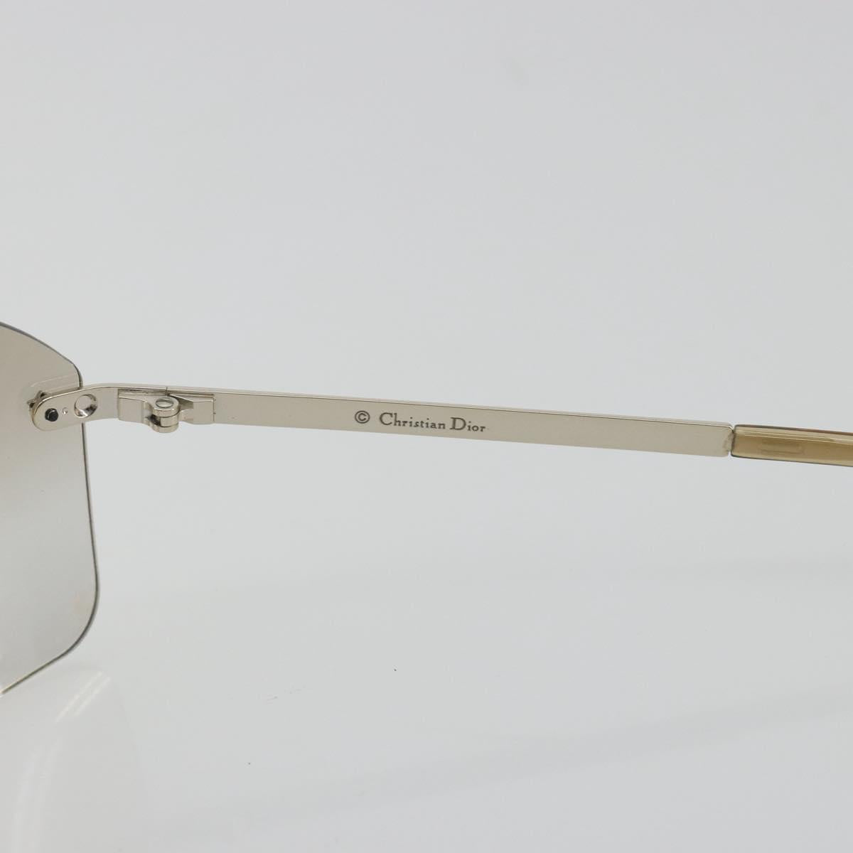 Christian Dior Rimless Sunglasses Metal Champagne Gold Silver Auth BA14522V