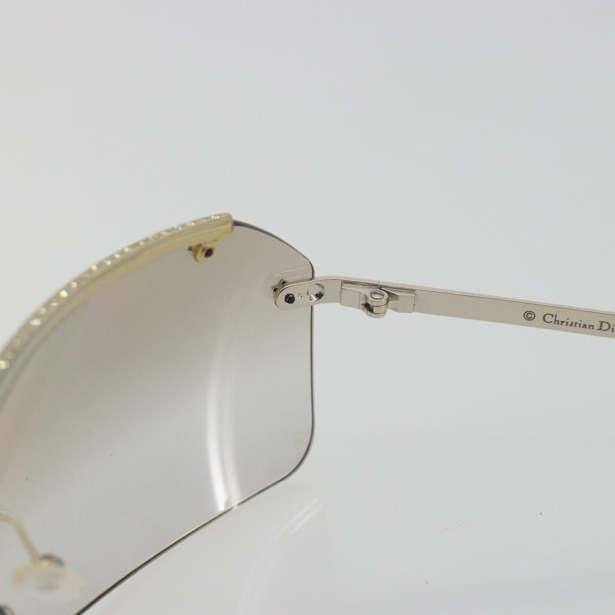 Christian Dior Rimless Sunglasses Metal Champagne Gold Silver Auth BA14522V
