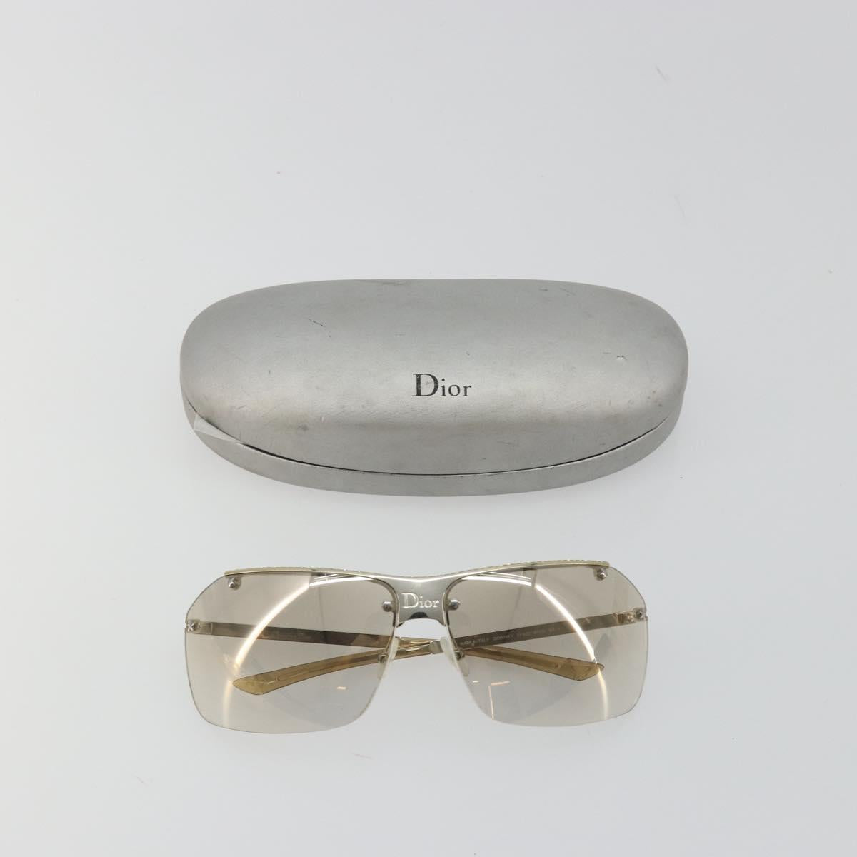 Christian Dior Rimless Sunglasses Metal Champagne Gold Silver Auth BA14522V
