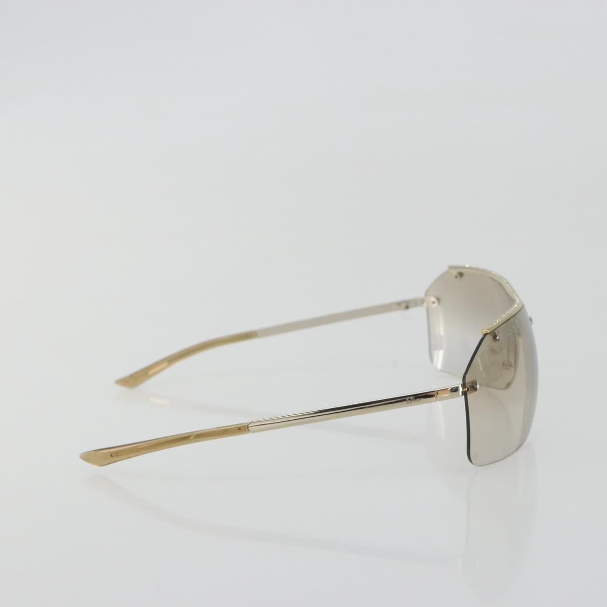 Christian Dior Rimless Sunglasses Metal Champagne Gold Silver Auth BA14522V