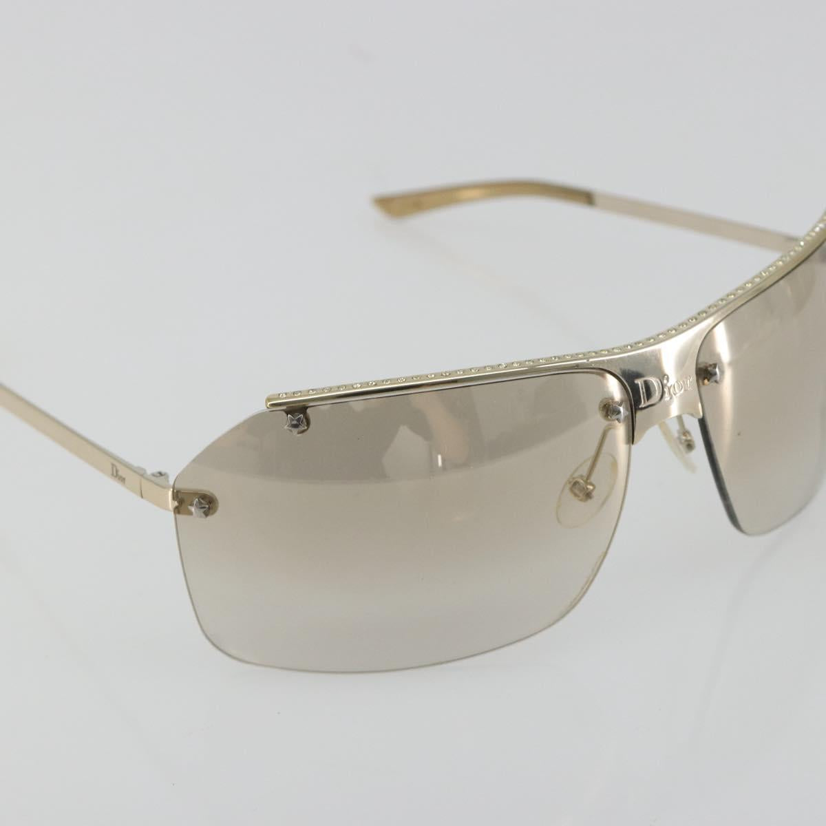 Christian Dior Rimless Sunglasses Metal Champagne Gold Silver Auth BA14522V