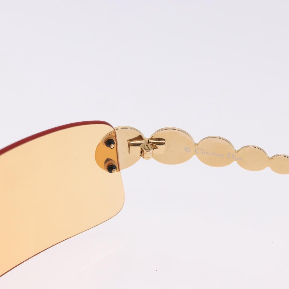 Christian Dior Rimless Sunglasses Metal Orange Gold Auth BA14524V
