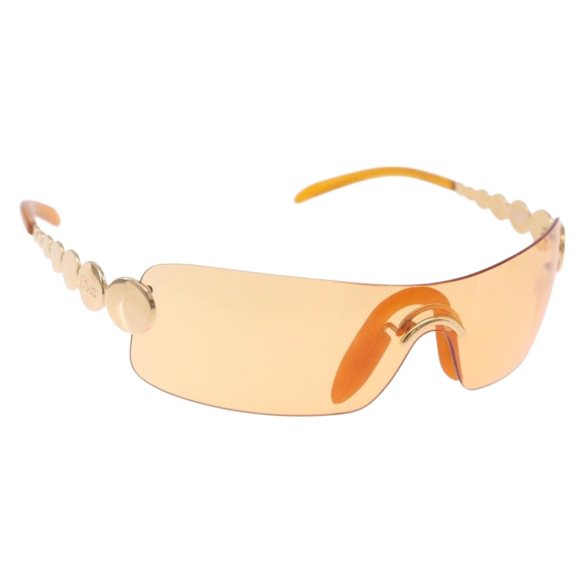 Christian Dior Rimless Sunglasses Metal Orange Gold Auth BA14524V