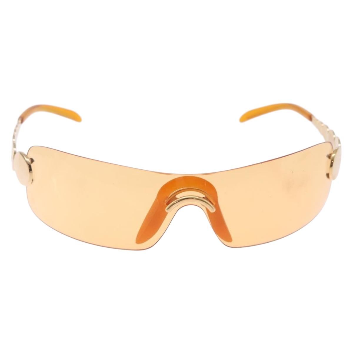 Christian Dior Rimless Sunglasses Metal Orange Gold Auth BA14524V