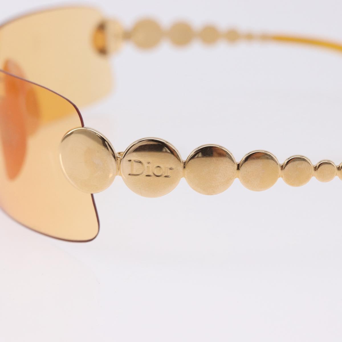 Christian Dior Rimless Sunglasses Metal Orange Gold Auth BA14524V