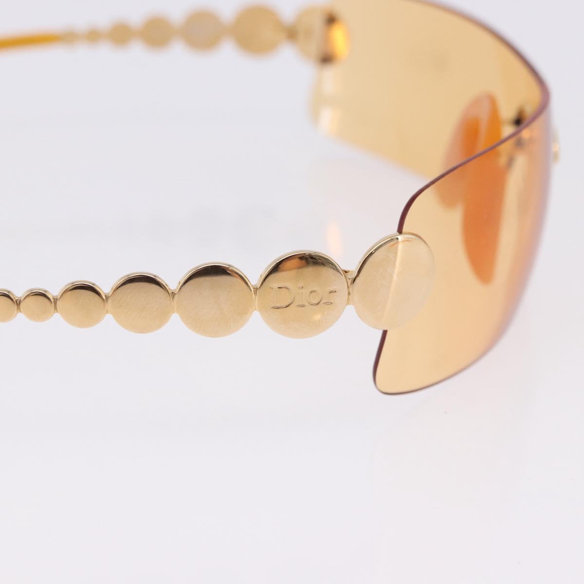 Christian Dior Rimless Sunglasses Metal Orange Gold Auth BA14524V