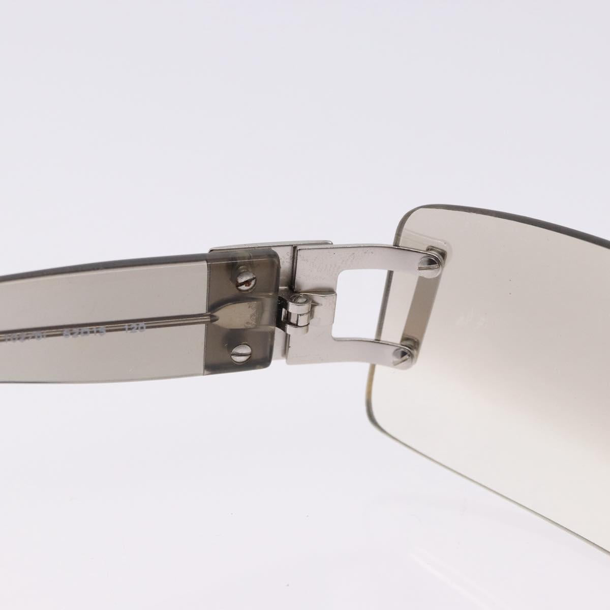 BVLGARI Rimless Sunglasses Metal Clear Silver Auth BA14525