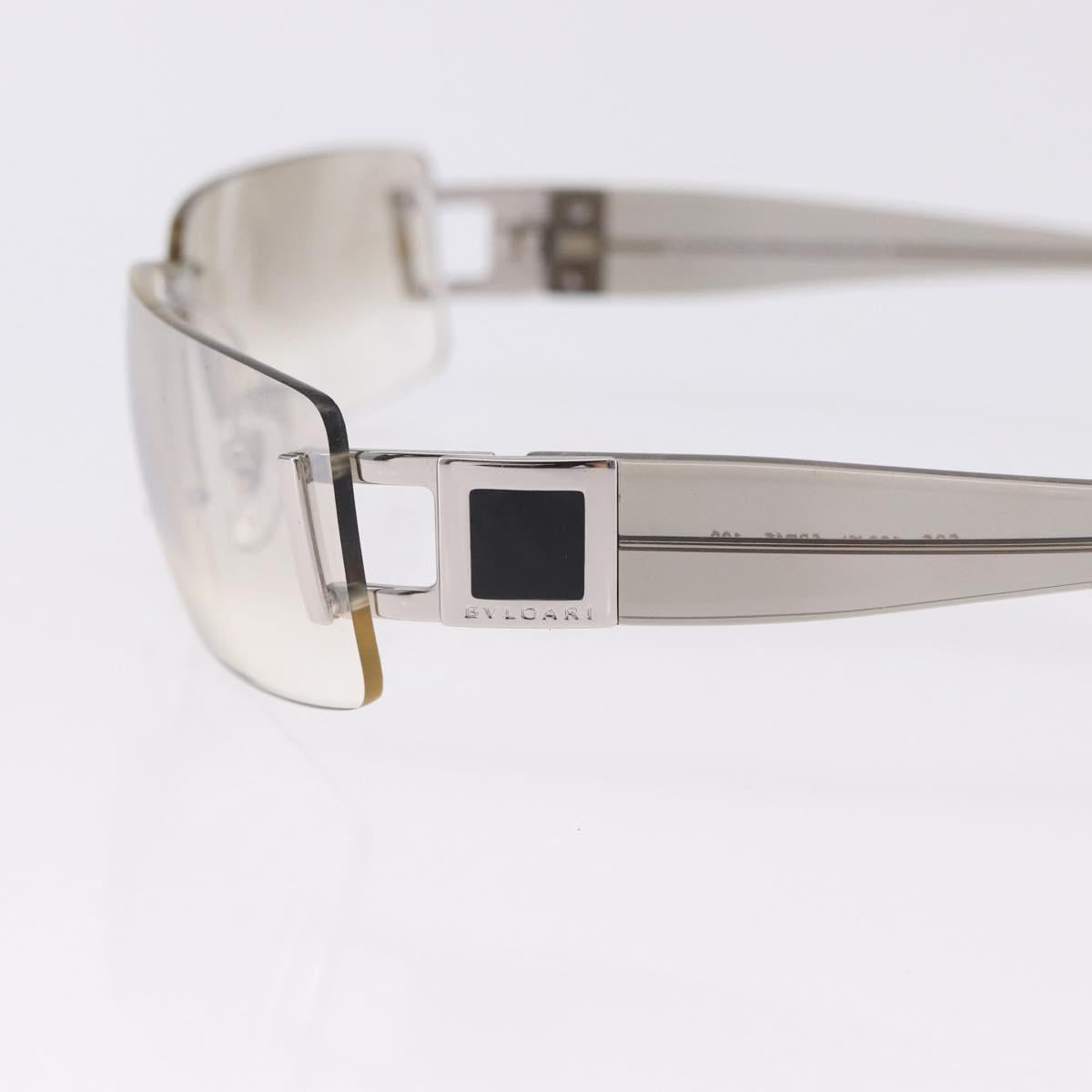 BVLGARI Rimless Sunglasses Metal Clear Silver Auth BA14525