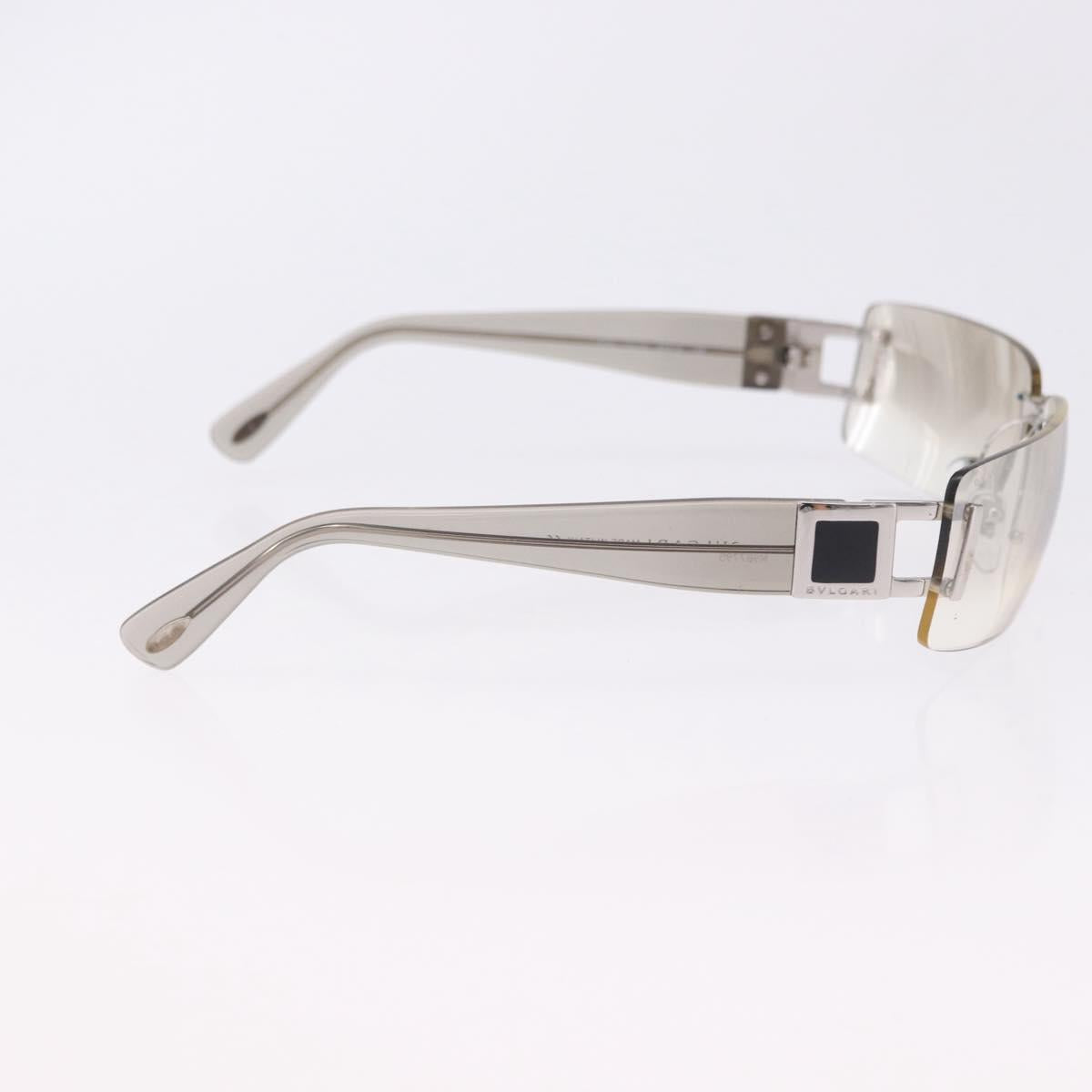 BVLGARI Rimless Sunglasses Metal Clear Silver Auth BA14525