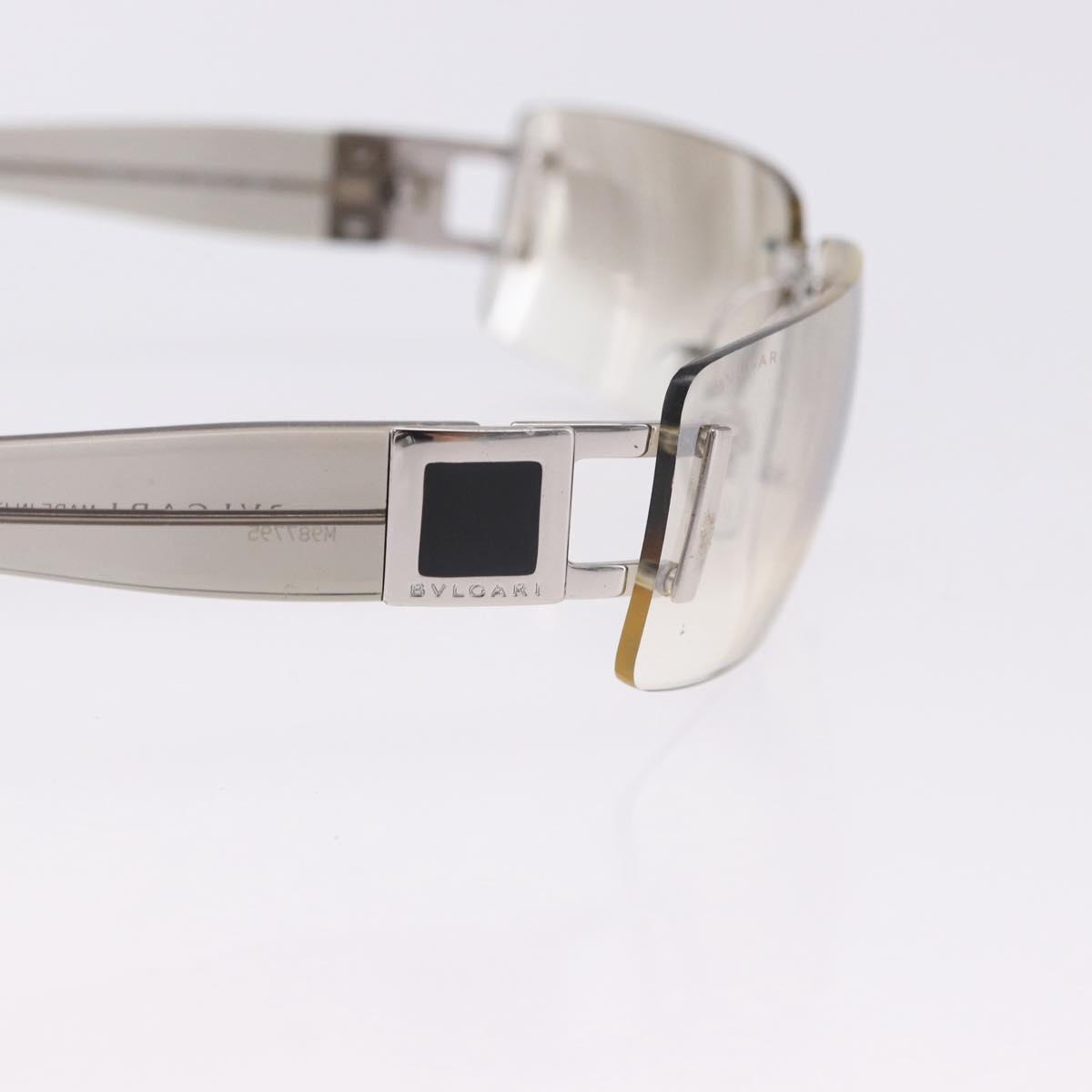 BVLGARI Rimless Sunglasses Metal Clear Silver Auth BA14525