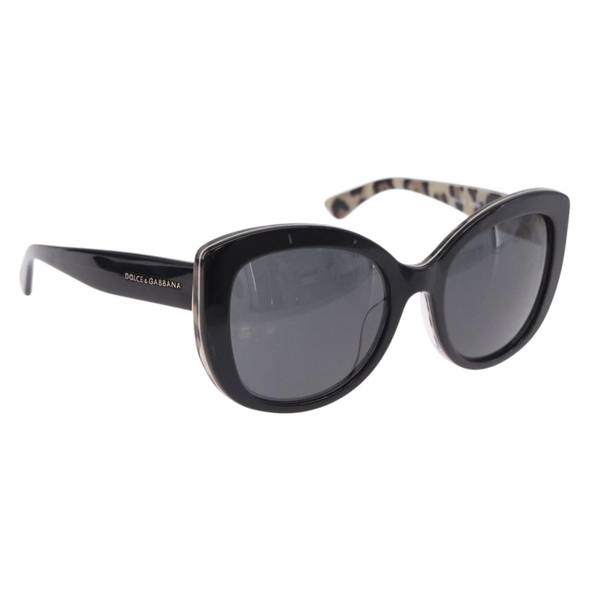DOLCE&GABBANA Sunglasses Plastic Black Gold Auth BA14526