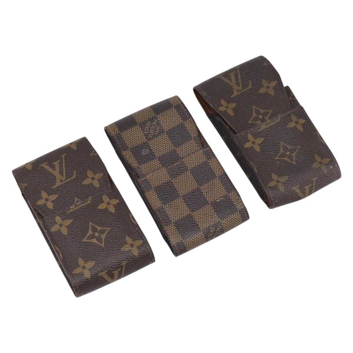 LOUIS VUITTON Monogram Damier Ebene Etui Cigarette Case 3 Set LV Auth BA14540